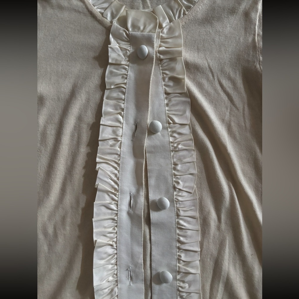 J. Crew Cream Ruffle Top - Picture 3 of 4